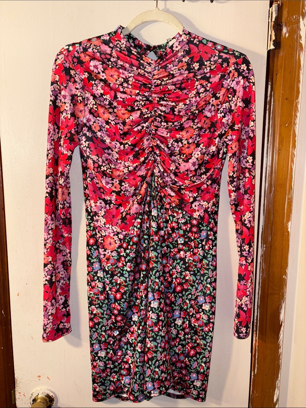 *3 for $25* River Island Floral Ruched Long-Sleeve Bodycon Dress - Pink Multi
